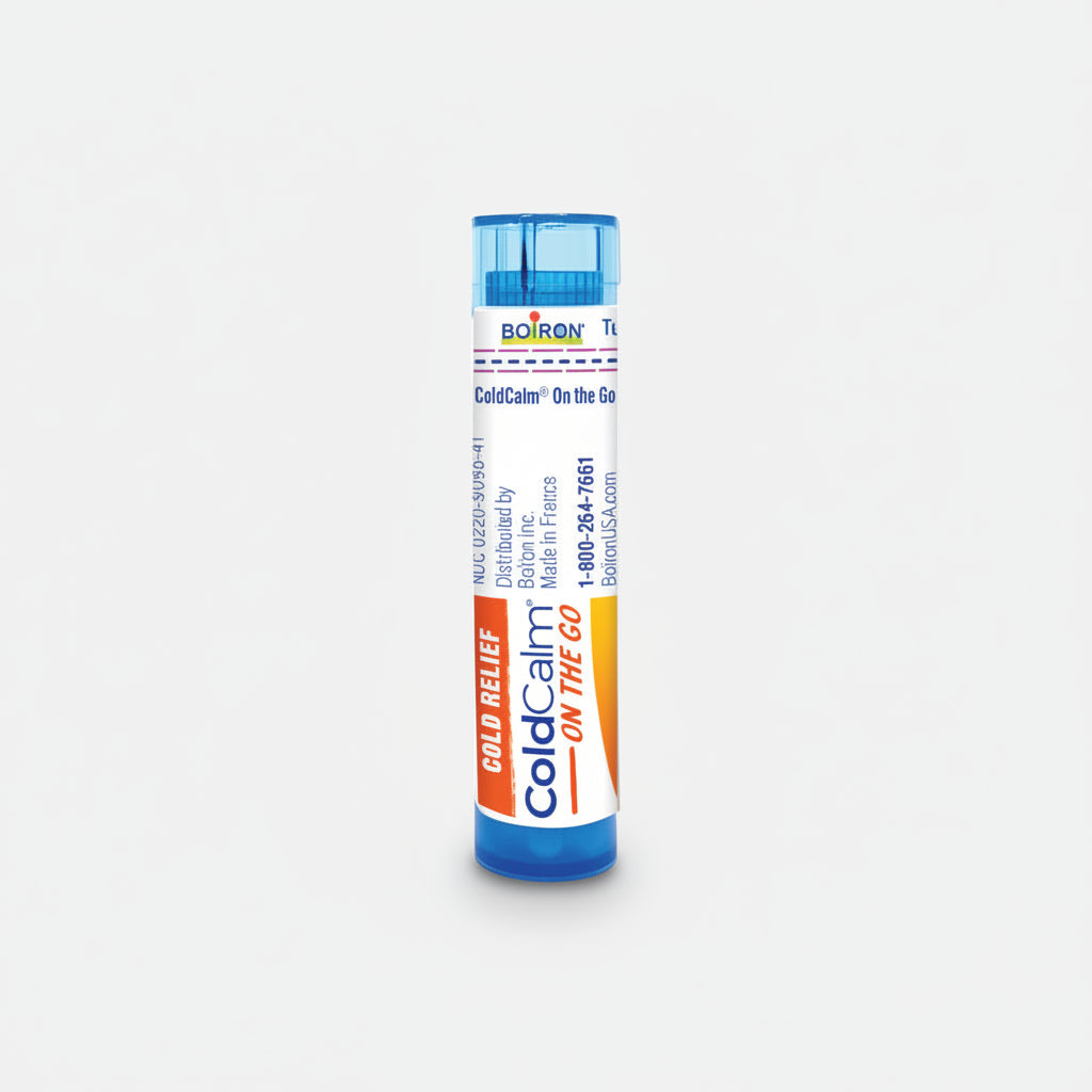 Cold relief product with features listed on a gradient background