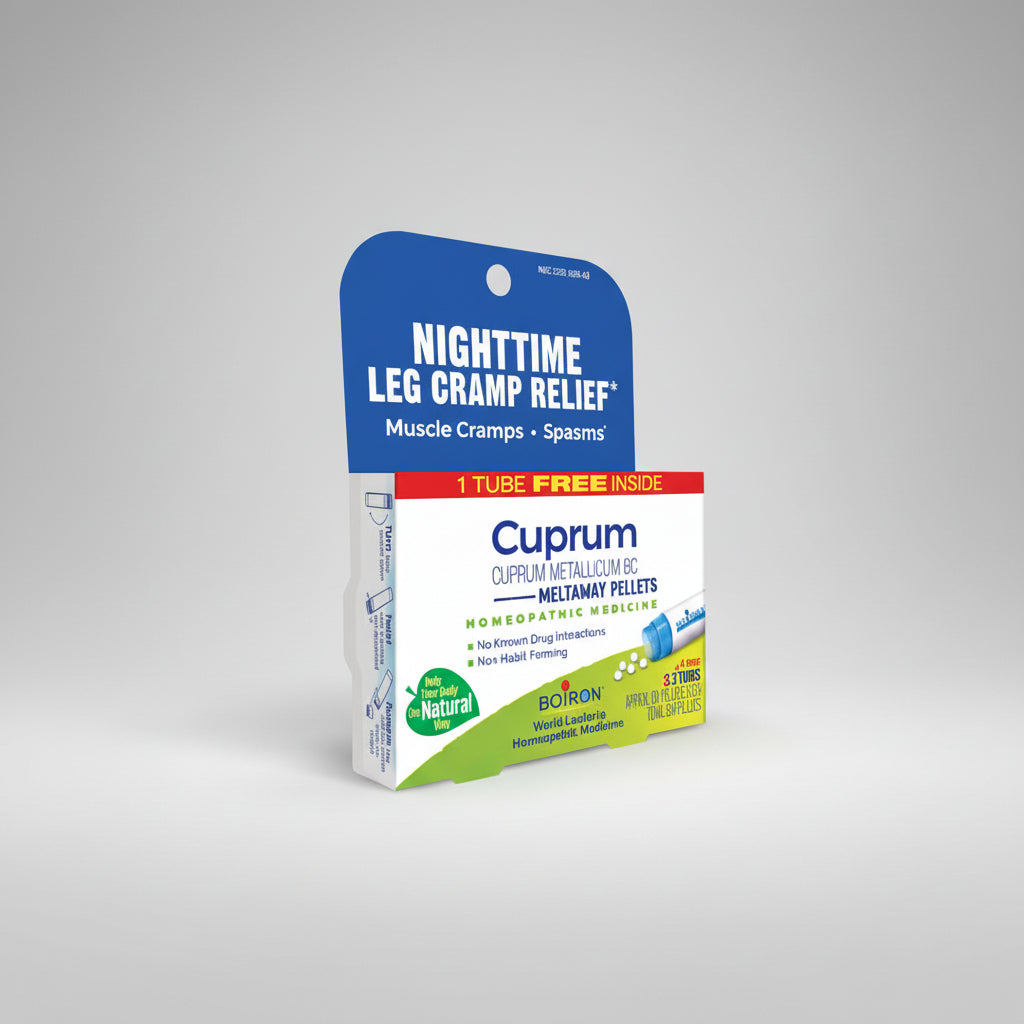 Cuprum nighttime leg cramp relief packaging on a white background