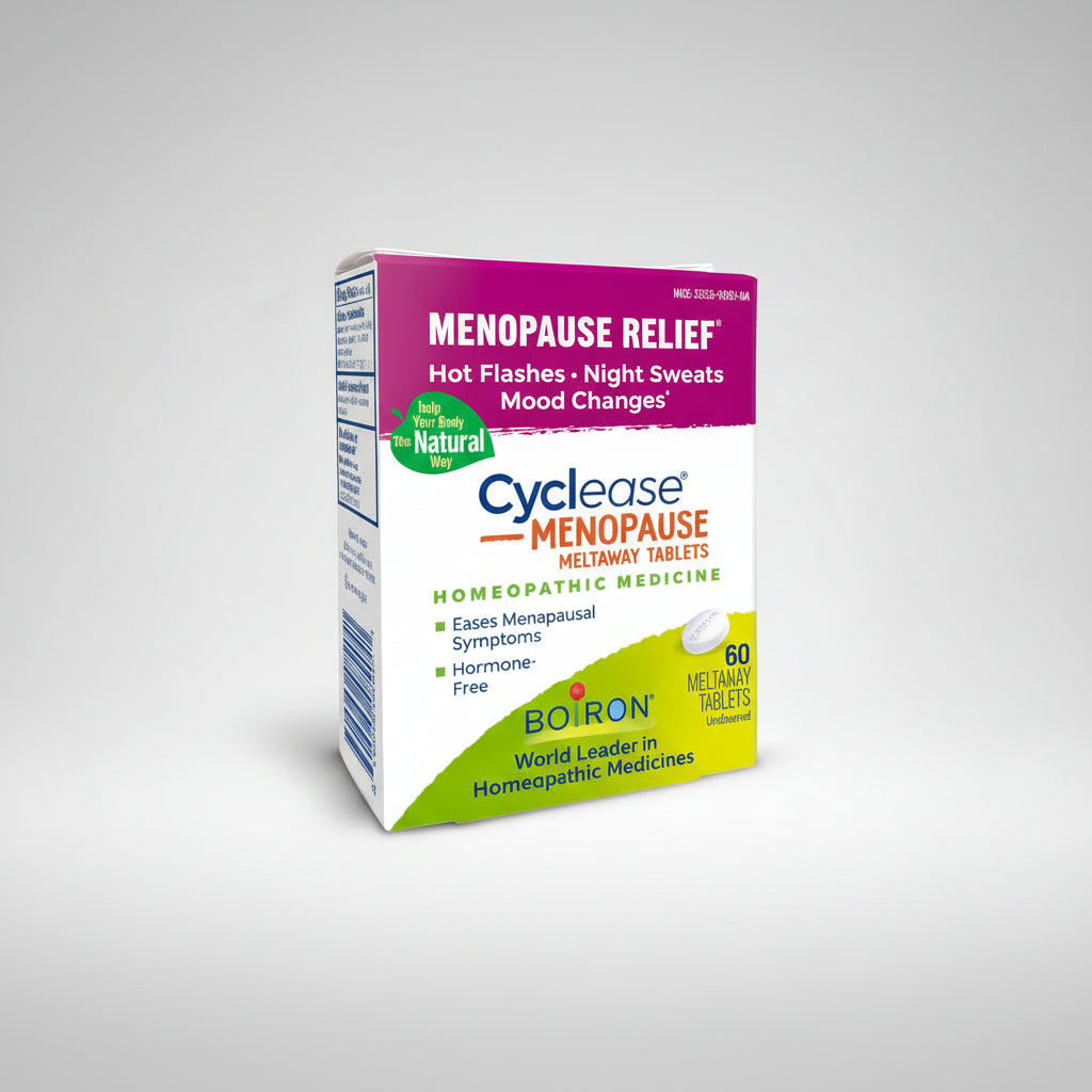 Box of Cyclease Menopause Relief tablets on a white background