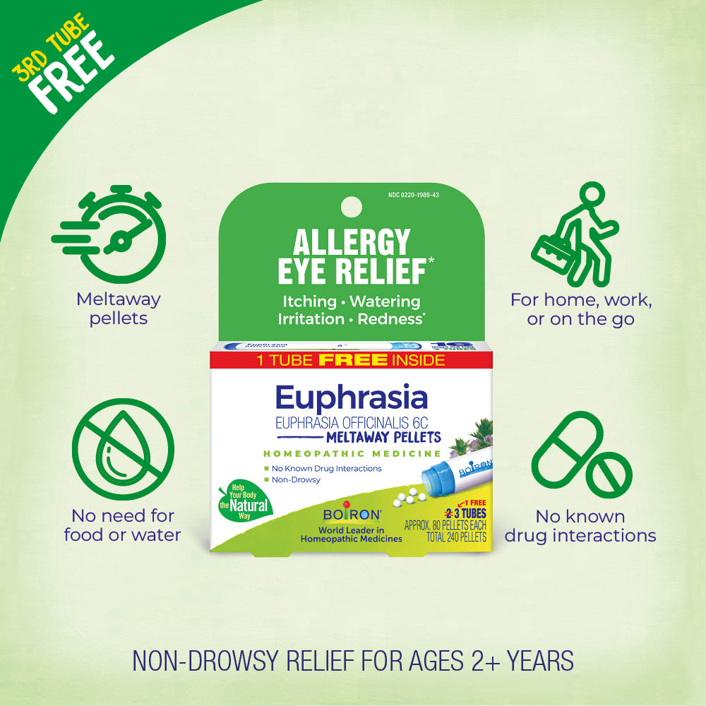 Euphrasia allergy eye relief packaging with green and white design