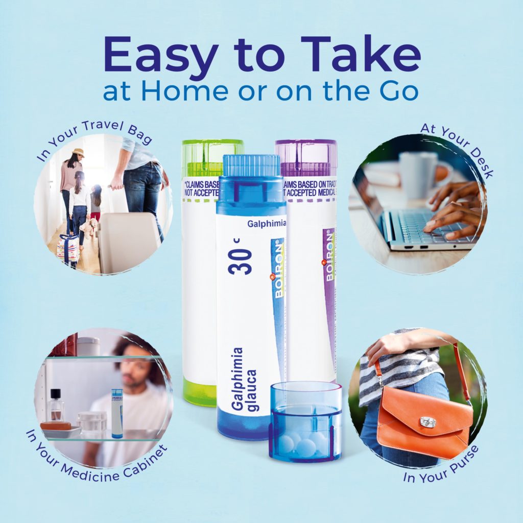 Medication bottles with text 'Easy to Take at Home or on the Go' on a light blue background.