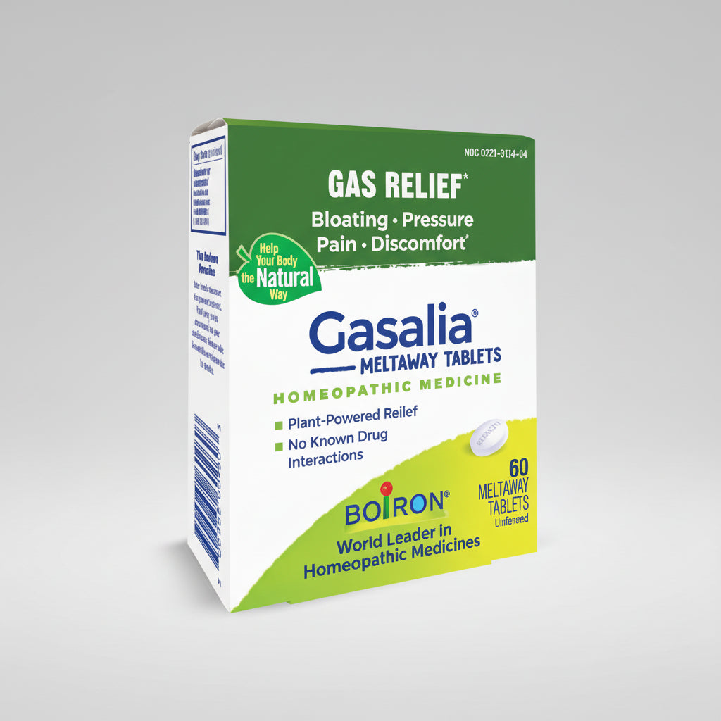 Box of Gasalia Meltaway Tablets for gas relief on a white background