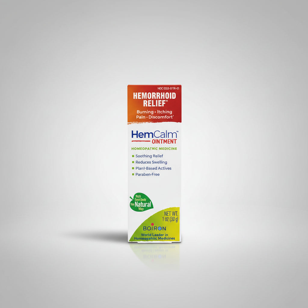 HemCalm ointment packaging on a white background