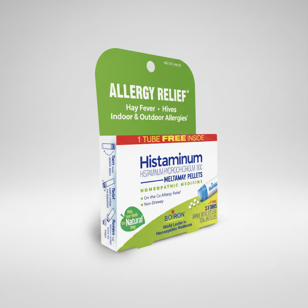 Box of Histaminum with green and white design on a white background