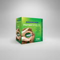 Boiron HomeoFamily Kit packaging with hands holding a green leaf on a white background
