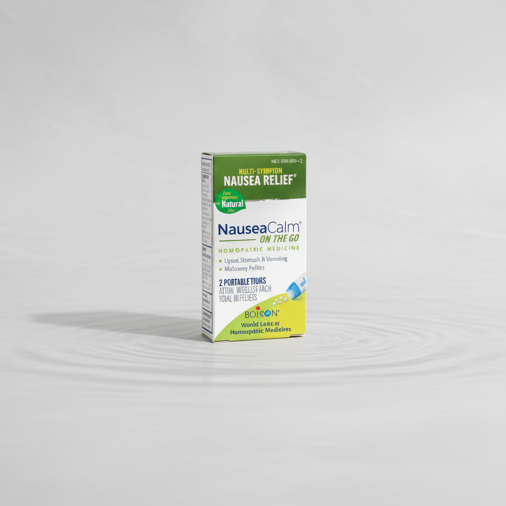 Nausea relief product packaging with Boiron logo on a white background