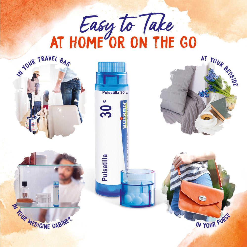 Promotional image of a product with text 'Easy to Take' and images of people using it in various settings.