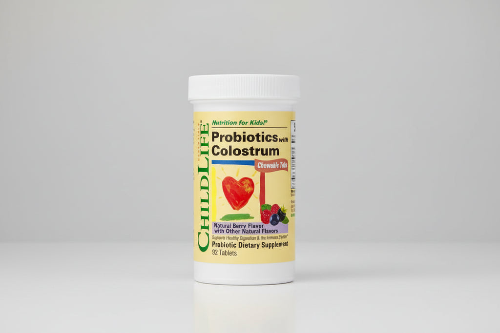 ChildLife Probiotics with Colostrum supplement container on a white background