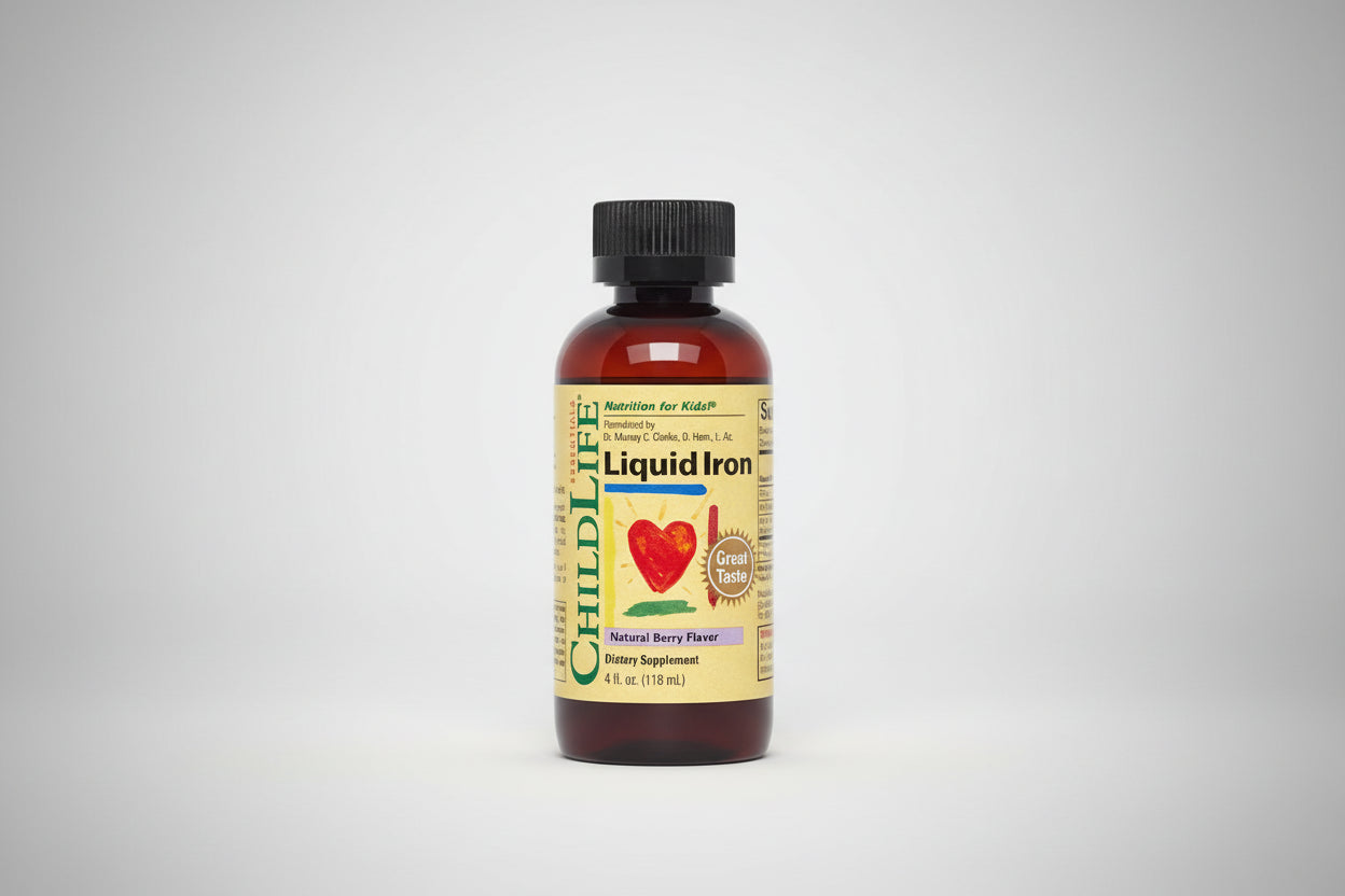 ChildLife Liquid Iron supplement bottle on a white background