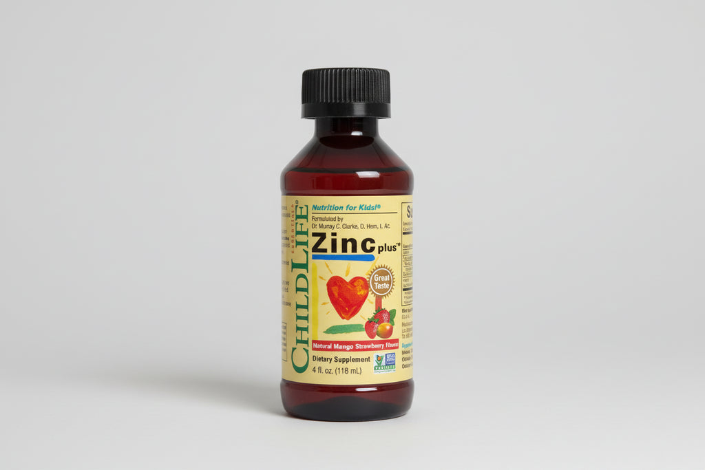 ChildLife Zinc Plus supplement bottle on a white background
