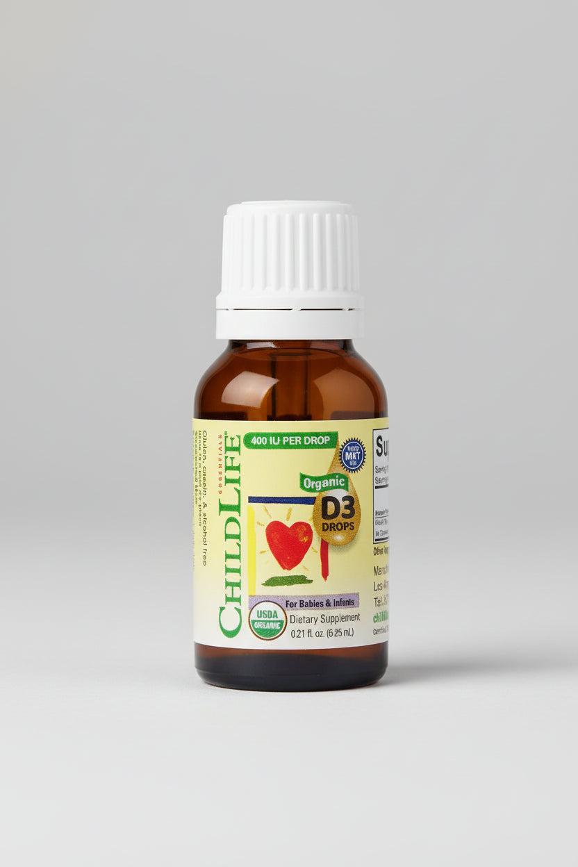 ChildLife Organic D3 Drops bottle on a white background