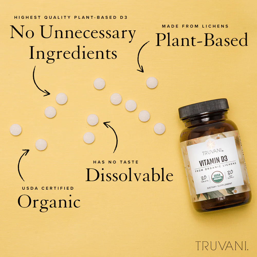 Truvani Vitamin D3 from Organic Lichens 30 Tablets