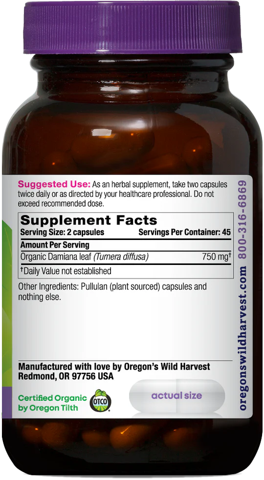 Oregon's Wild Harvest Damiana 90 Capsules