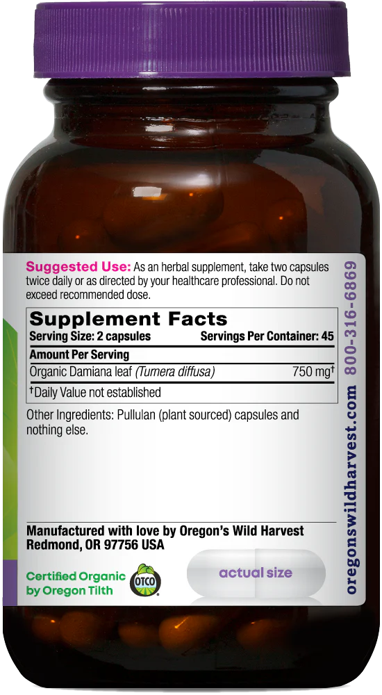 Oregon's Wild Harvest Damiana 90 Capsules