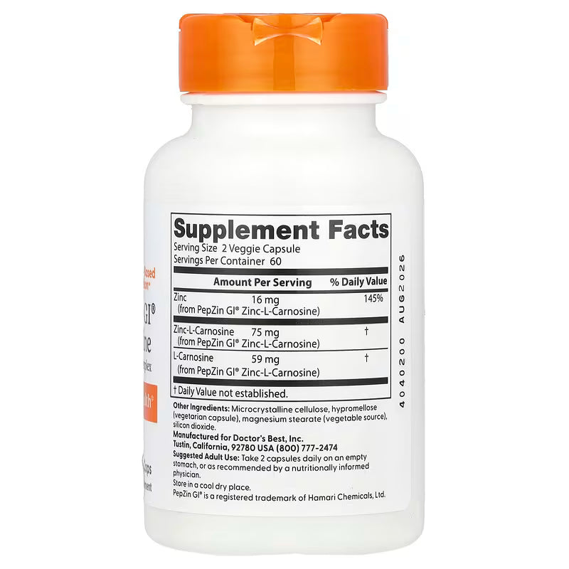 Supplement bottle with orange cap and label detailing supplement facts on a white background
