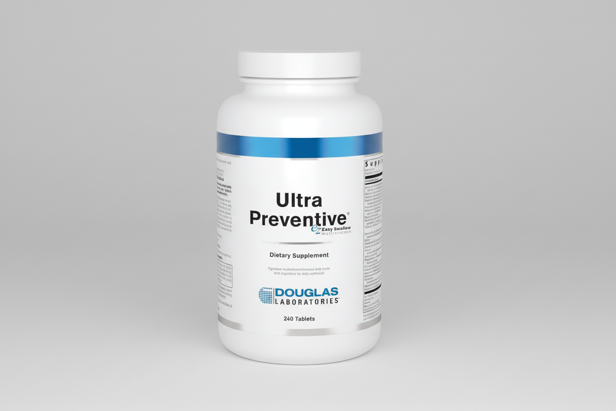 Supplement bottle labeled 'Ultra Preventive' by Douglas Laboratories on a white background
