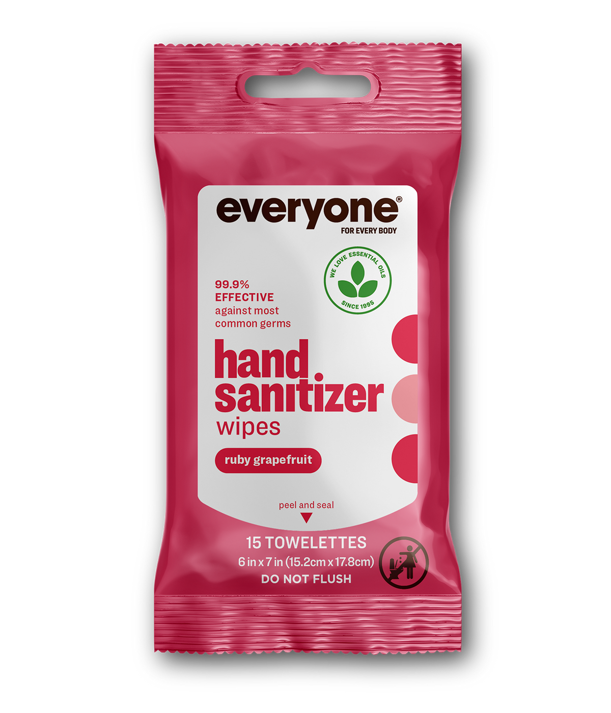 EO Products Everyone Ruby Grapefruit Resealable Hand Sanitizer Wipes - 15 wipes