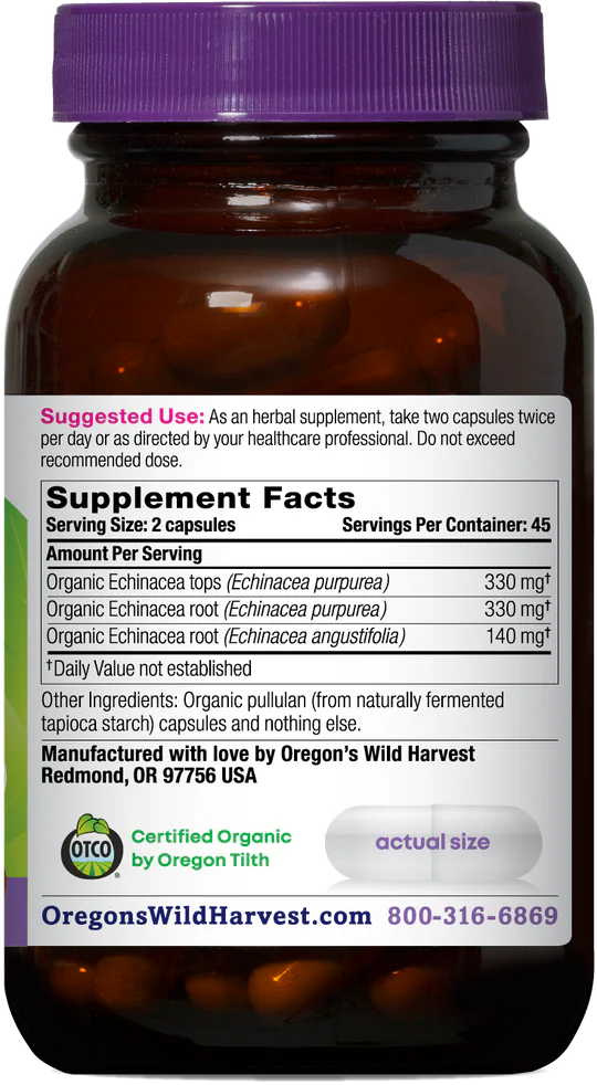 Oregon's Wild Harvest Echinacea 90 Capsules