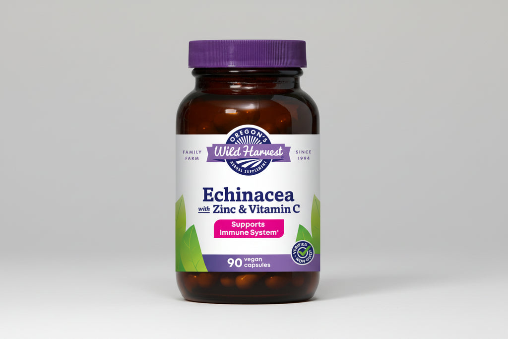 Oregon's Wild Harvest Echinacea with Zinc & Vitamin C supplement bottle