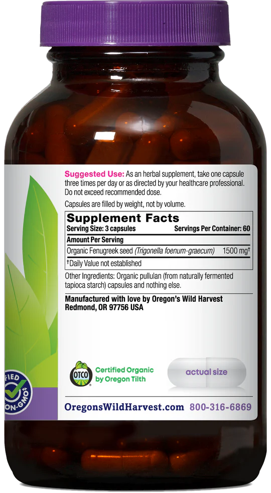 Oregon's Wild Harvest Fenugreek 180 Capsules