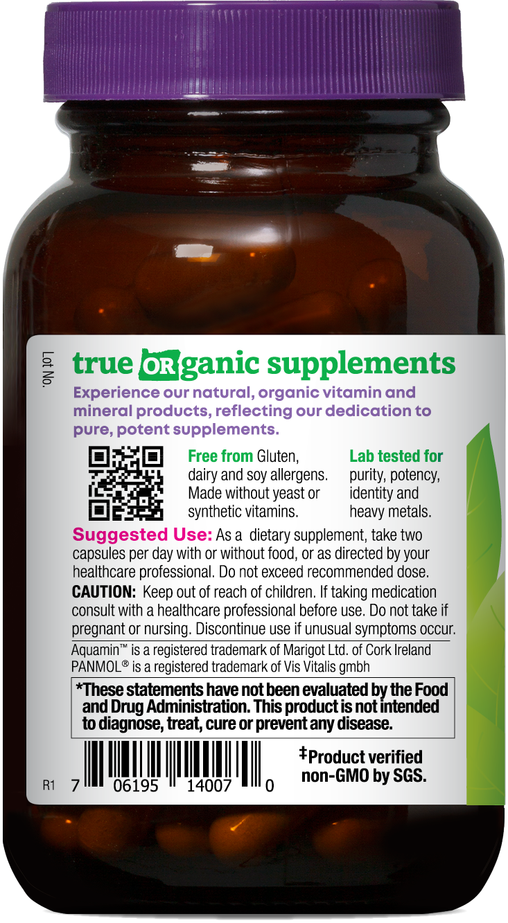 Oregon's Wild Harvest Folate with Vitamin B12 Organic 60 Capsules left side