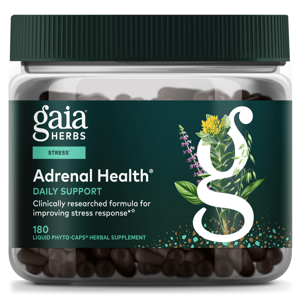Gaia Herbs Adrenal Health Daily Support - 180 ct - front package image