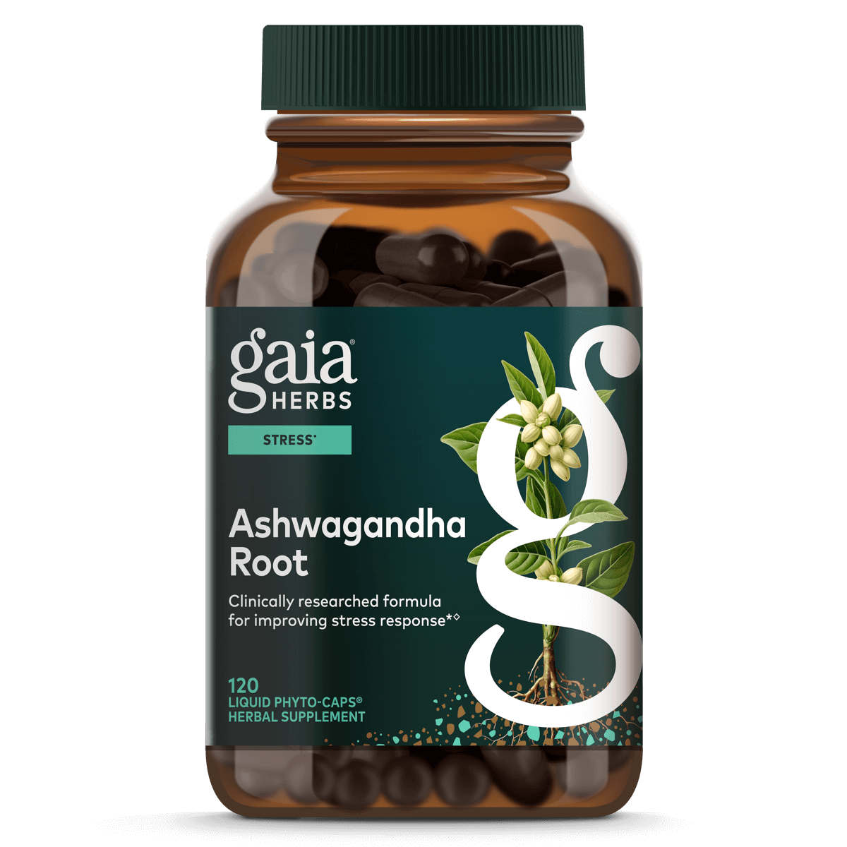 Gaia Herbs Ashwagandha Root - 120 ct - front package image