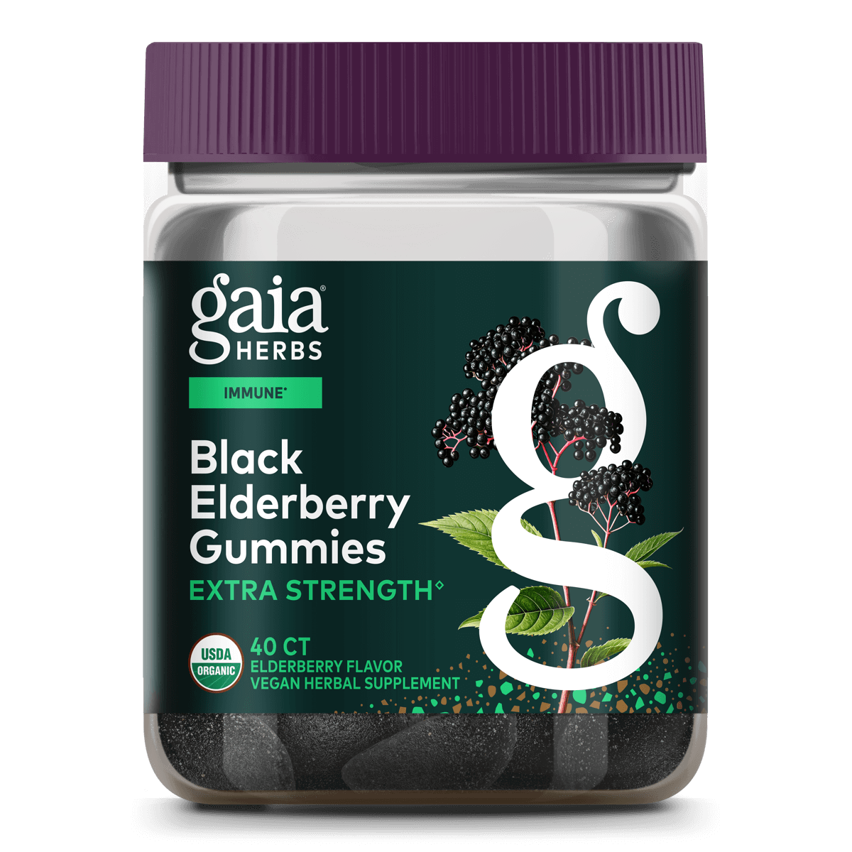 Gaia Herbs Black Elderberry Extra Strength Gummies - 40 ct - front package image