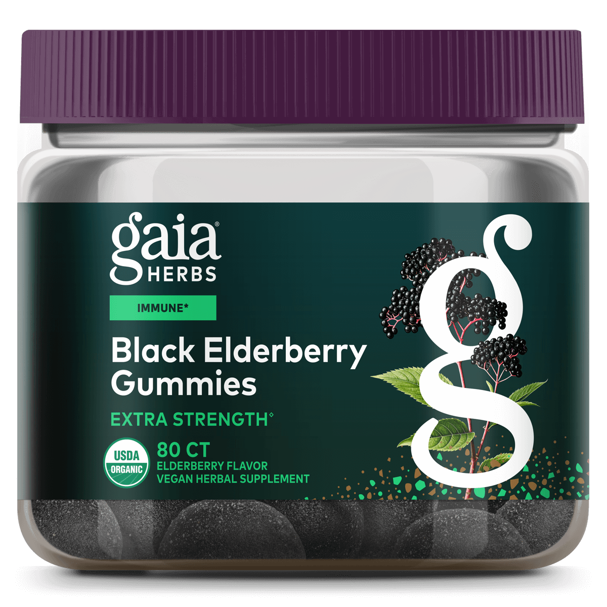 Gaia Herbs Black Elderberry Extra Strength Gummies - 80 ct - front package image