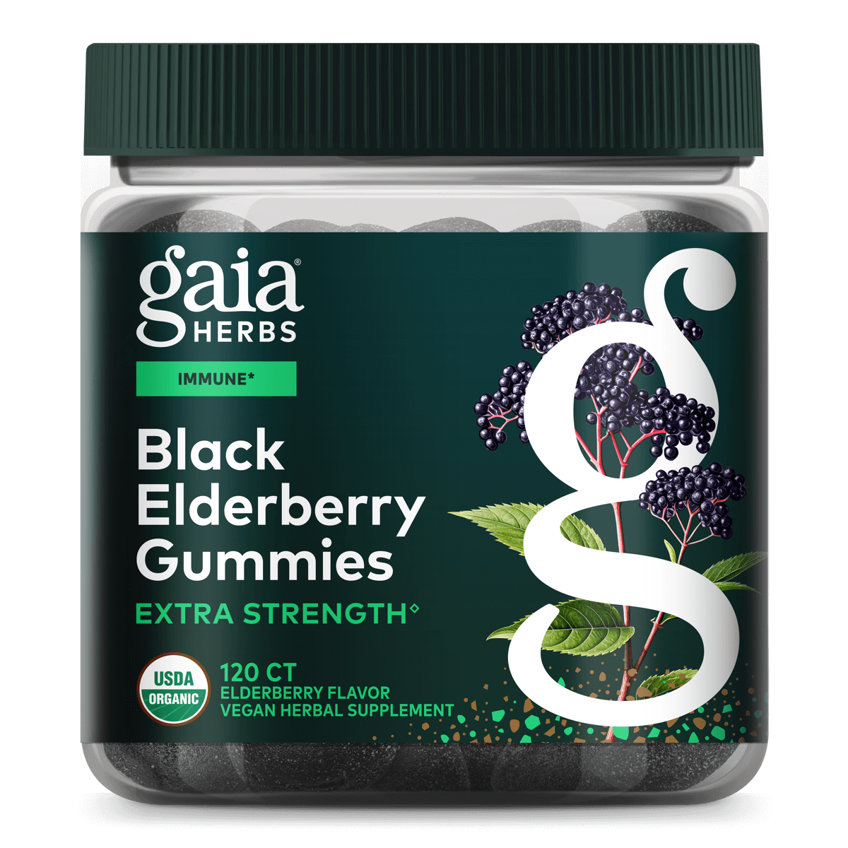 Gaia Herbs Black Elderberry Extra Strength Gummies - 120 ct - front package image