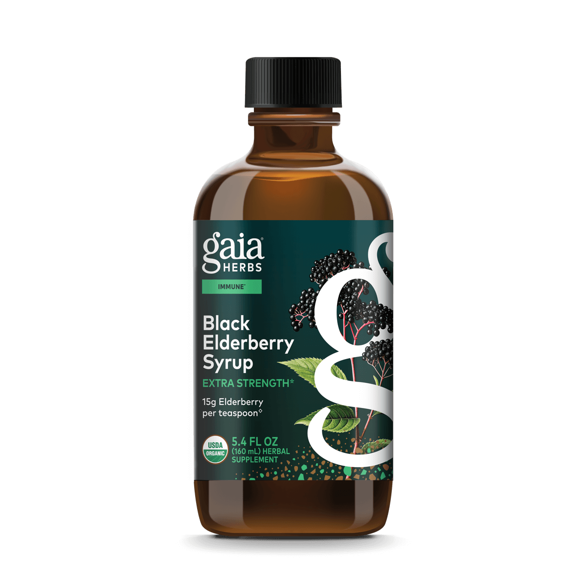 Gaia Herbs Black Elderberry Syrup - Extra Strength - 5.4 oz - front package image