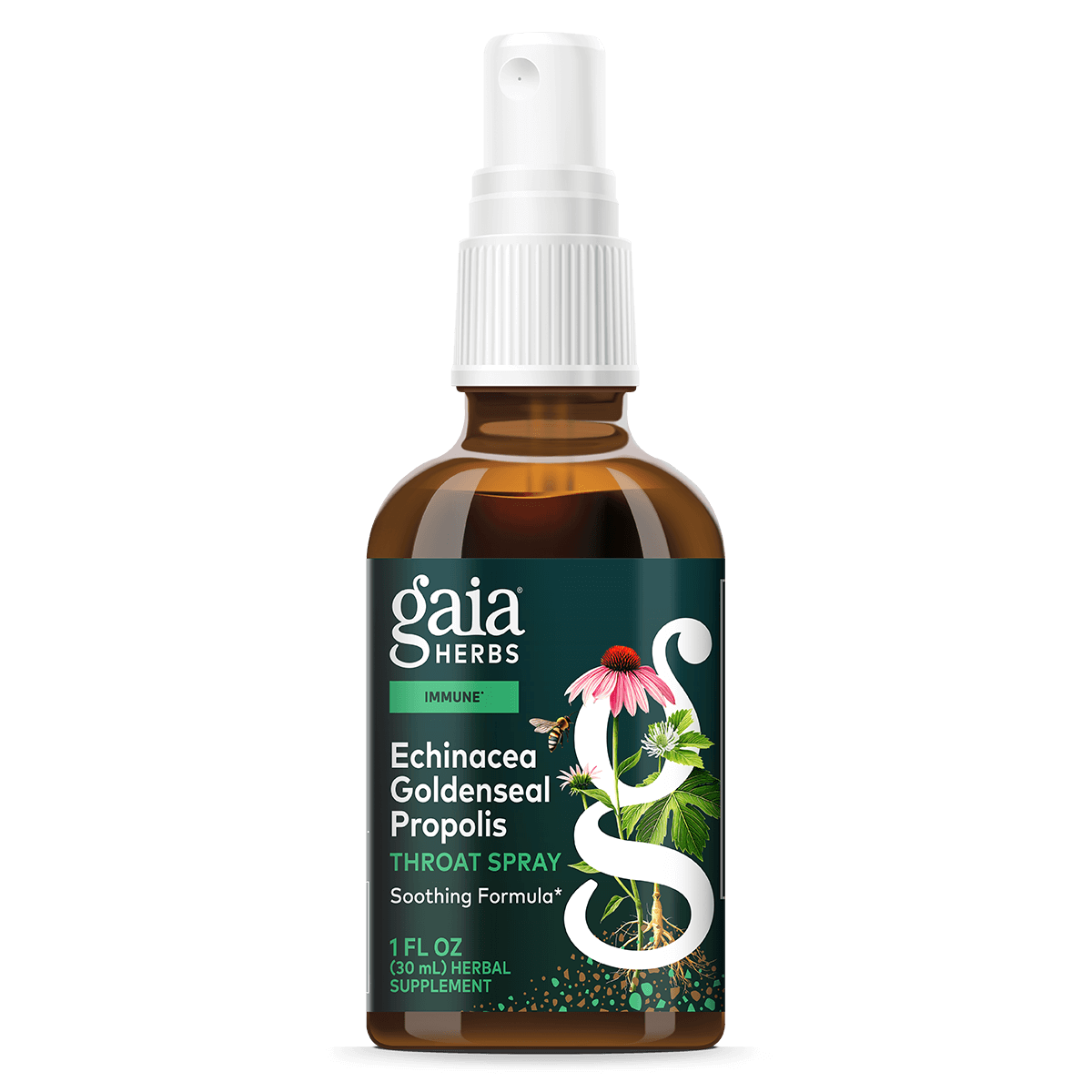 Gaia Herbs Ech/Gold/Prp Throat Spray* - 1 oz - front package image