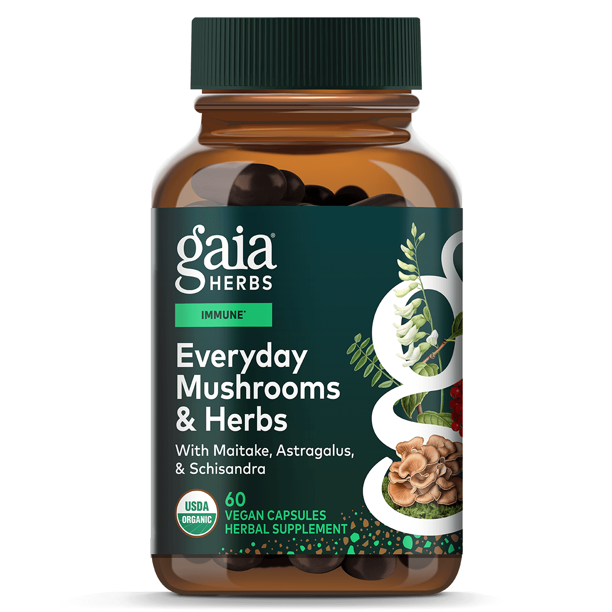 Gaia Herbs Everyday Immune - Mushrooms &Herbs - 60 ct - front package image