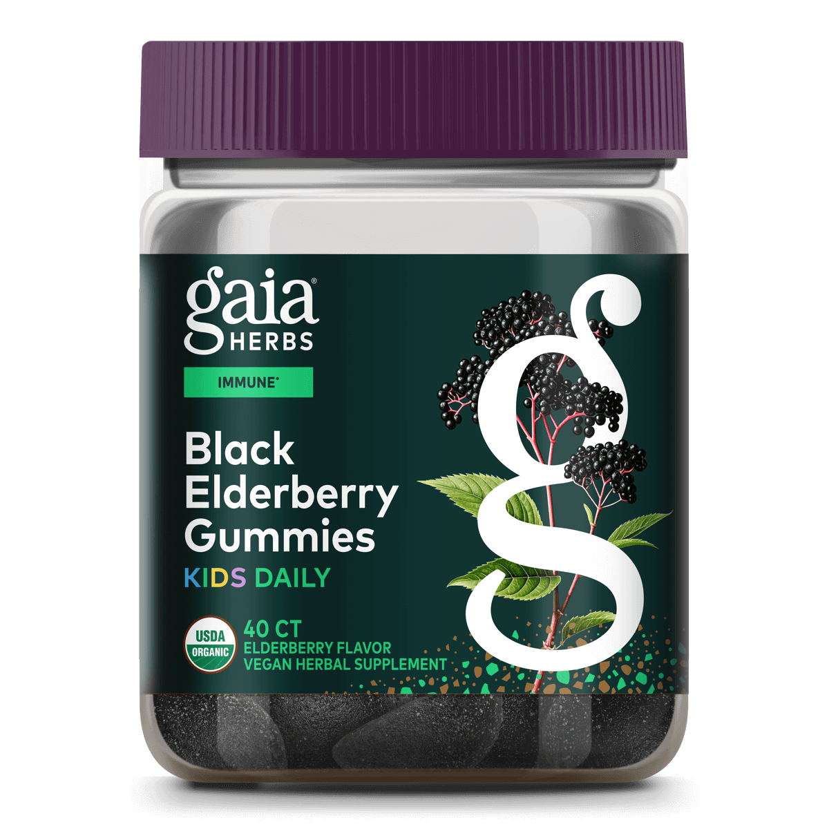 Gaia Herbs GaiaKids® Black Elderberry Kids Daily Gummies - 40 ct - front package image