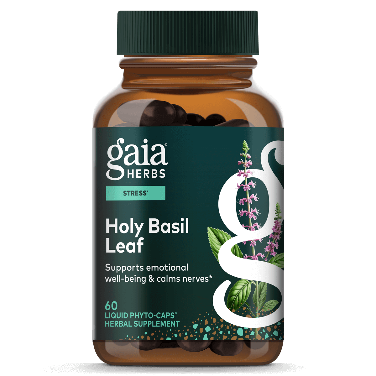 Gaia Herbs Holy Basil Leaf - 60 ct - front package image