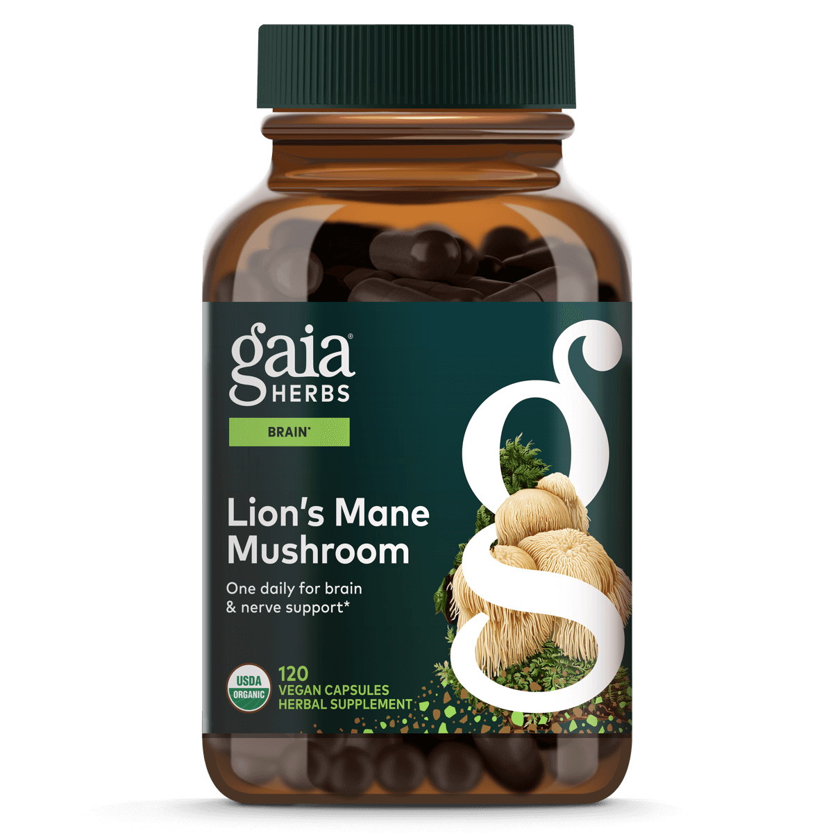 Gaia Herbs Lion's Mane Mushroom - 120 ct - front package image
