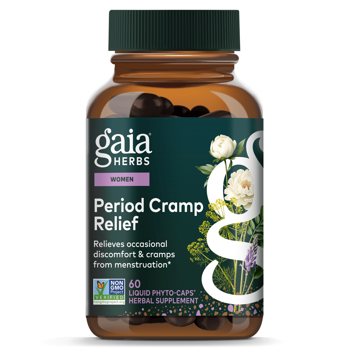 Gaia Herbs Period Cramp Relief - 60 ct - front package image