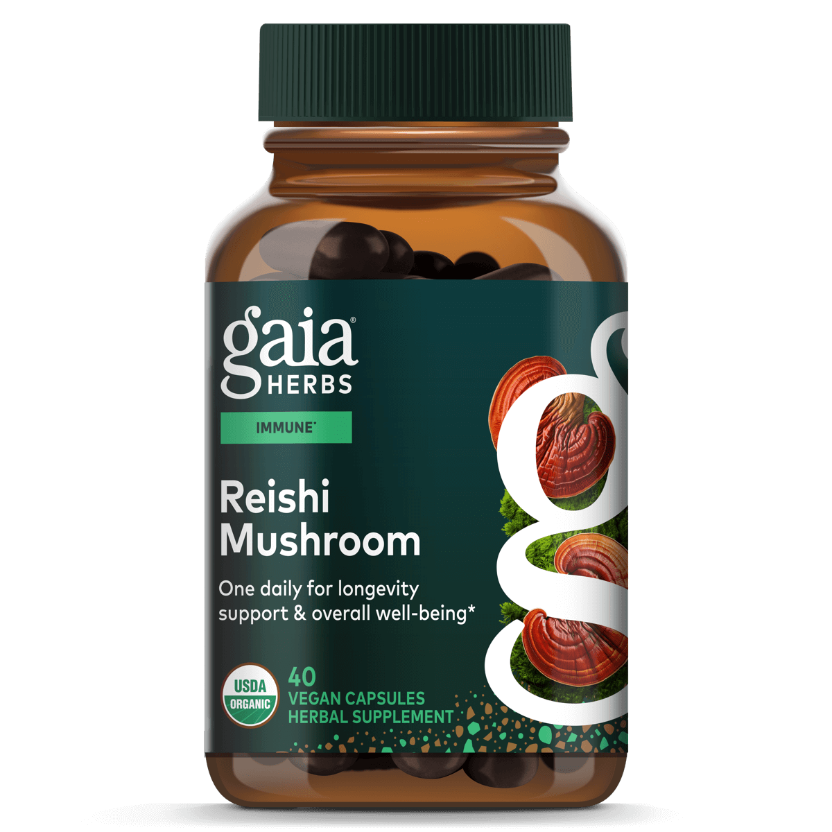 Gaia Herbs Reishi Mushroom - 40 ct - front package image