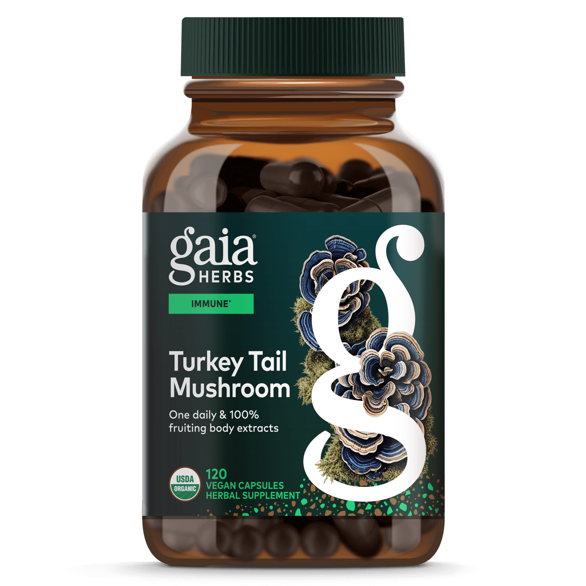 Gaia Herbs Turkey Tail Mushroom - 120 ct - front package image