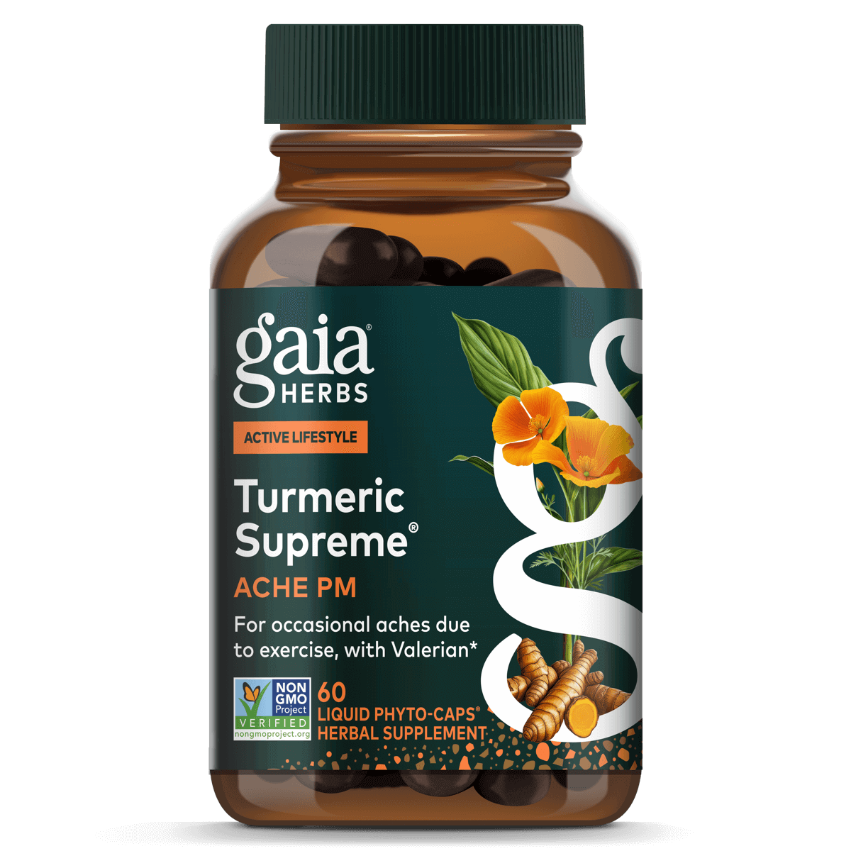 Gaia Herbs Turmeric Supreme® Ache P.M. (formerly Turmeric Supreme® Pain P.M.) - 60 ct - front package image