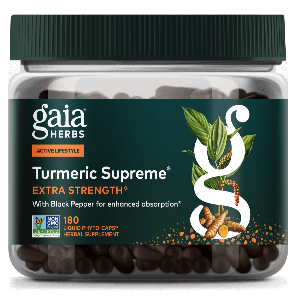 Gaia Herbs Turmeric Supreme Extra Strength - 180 ct - front package image