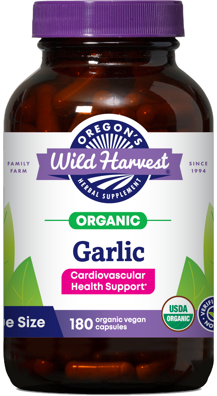 Oregon's Wild Harvest Garlic Organic 180 Capsules front