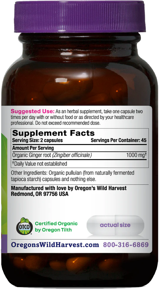 Oregon's Wild Harvest Ginger 90 Capsules
