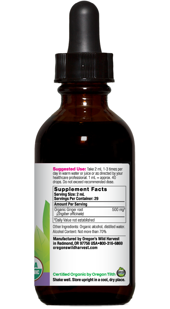 Oregon's Wild Harvest Ginger Organic Extract 1:4 2 fl oz right side