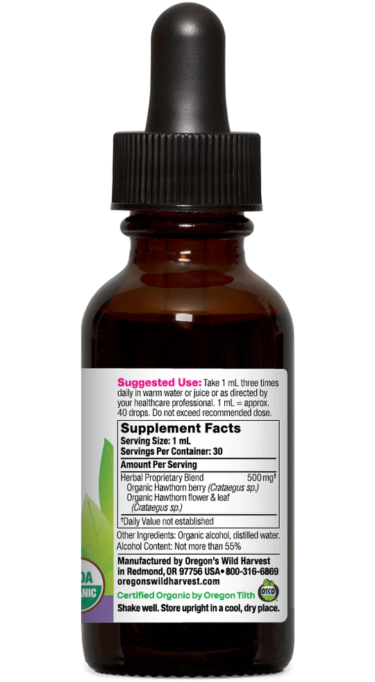 Oregon's Wild Harvest Hawthorn Organic Extract 1 oz