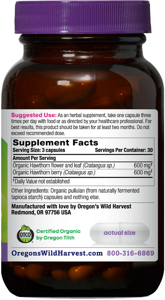Oregon's Wild Harvest Hawthorn 90 Capsules