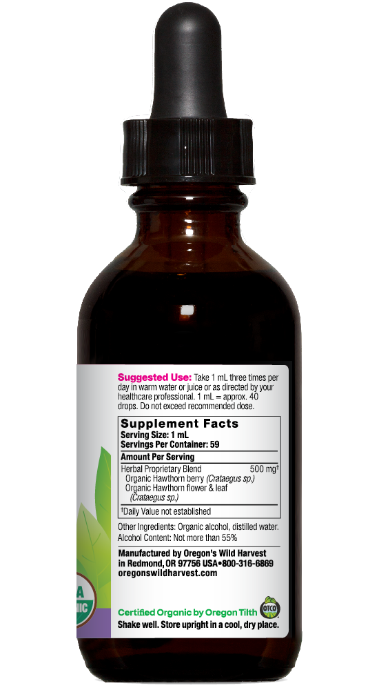 Oregon's Wild Harvest Hawthorn Organic Extract 1:2 2 fl oz right side
