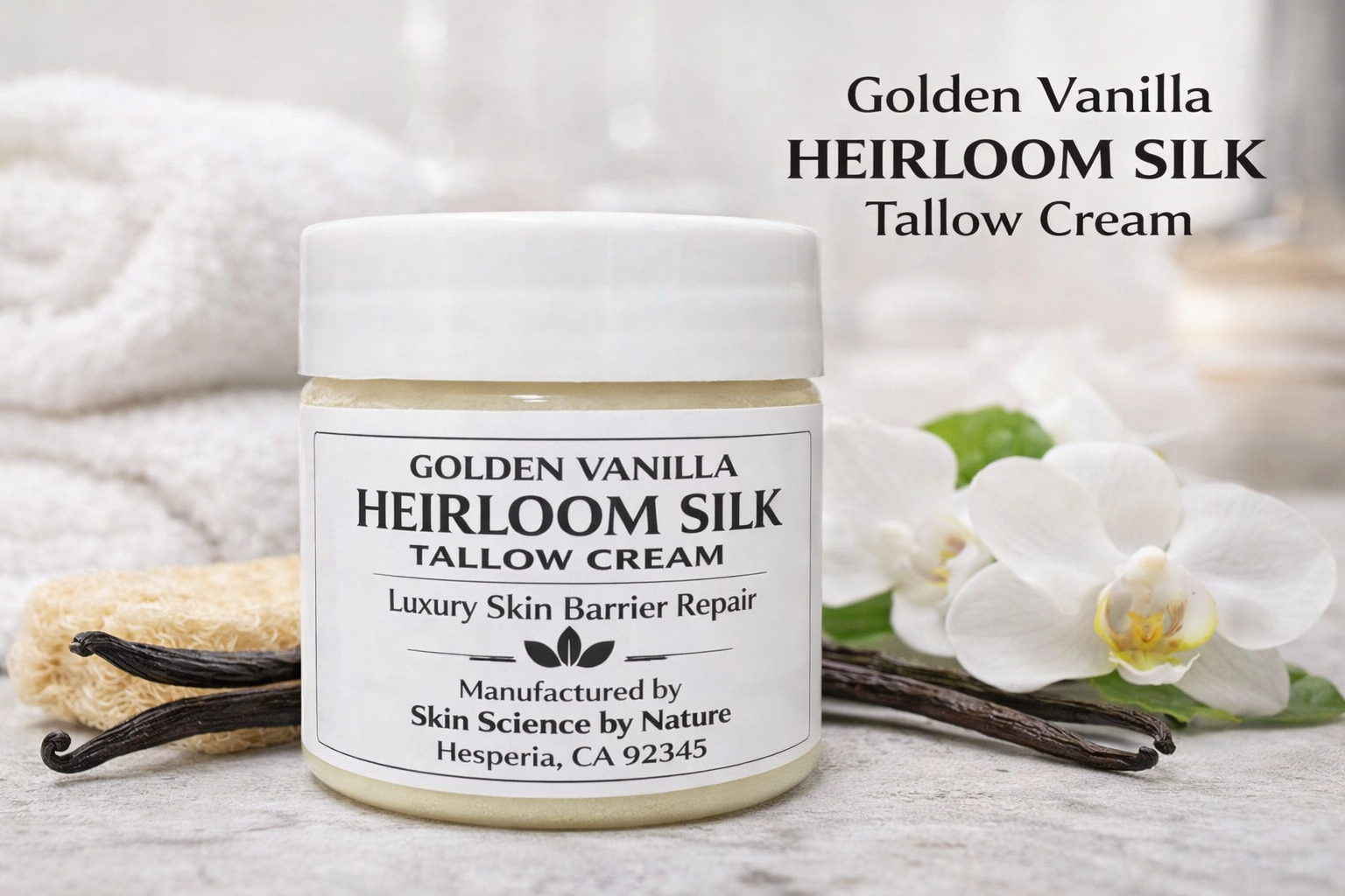 Golden Vanilla Heirloom Silk Tallow Cream 2 oz