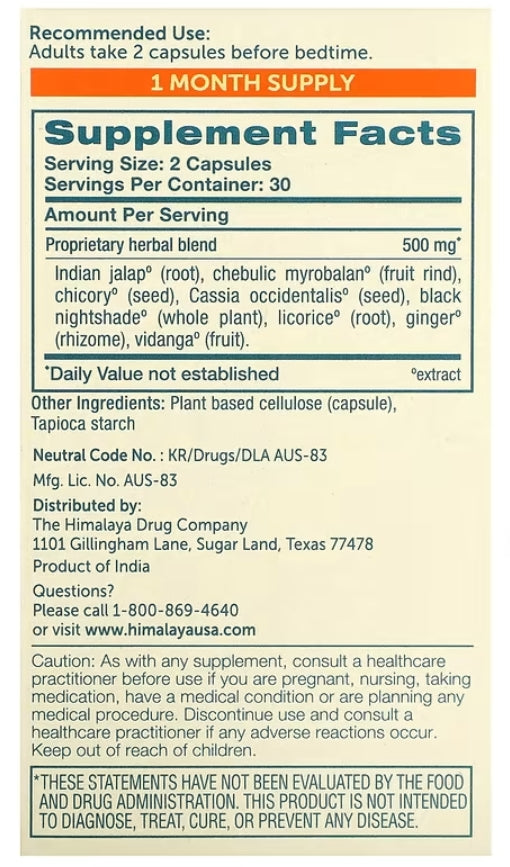 Supplement label with ingredient list and contact information on a white background