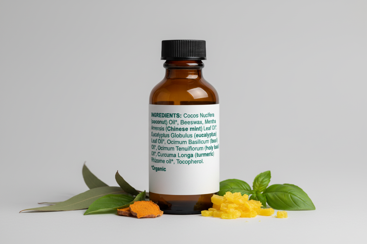 List of ingredients with a white background